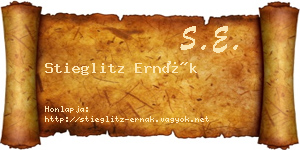 Stieglitz Ernák névjegykártya